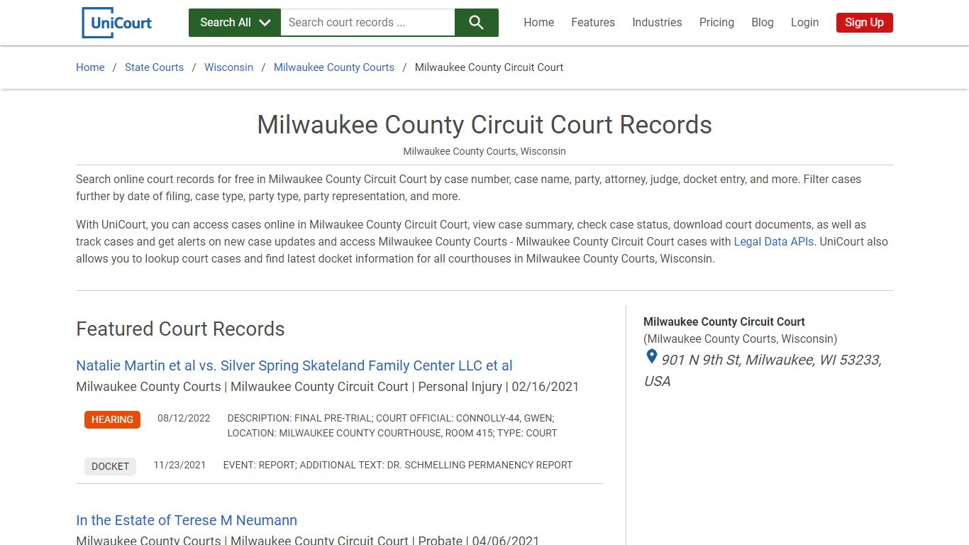 Milwaukee County Circuit Court Records | Milwaukee | UniCourt